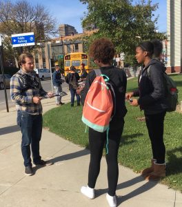 Showing the victims to girls at Columbus Downtown HS