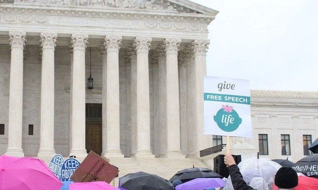 NIFLA and NARAL activists gather outside the Supreme Court